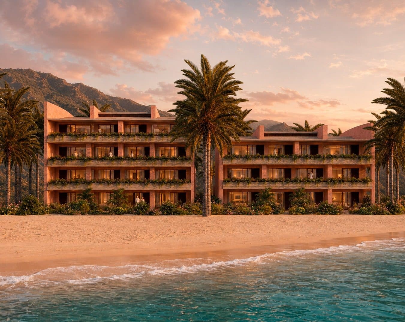Villas Pacífico, Towers A and B from the beach